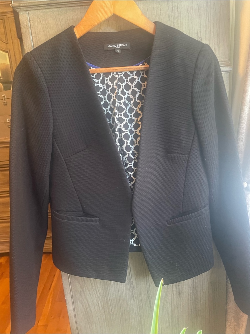 Mario Serrani Black Open-Front Tailored Blazer